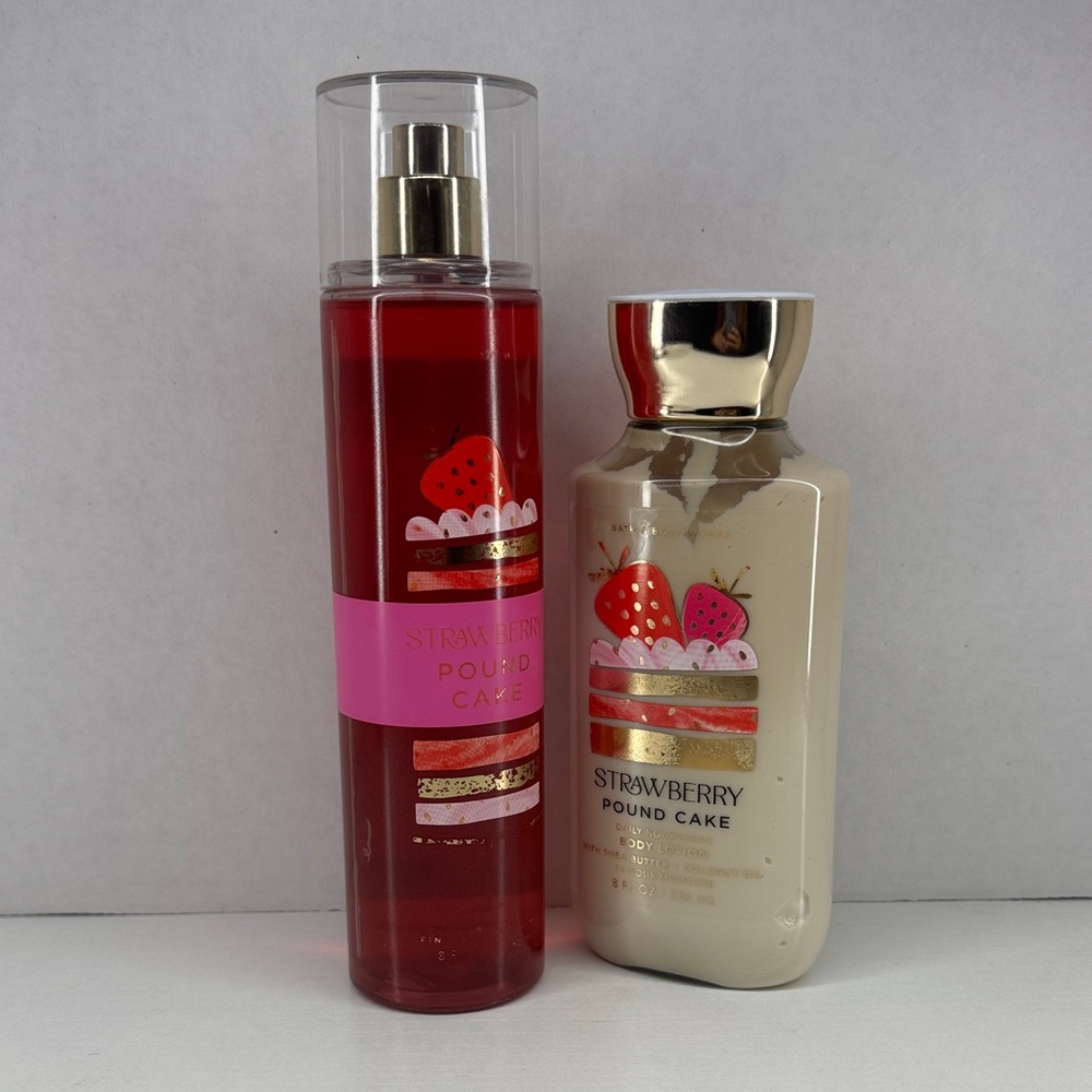 BATH & BODY WORKS Strawberry Pound Cake Body Mist and Lotion Set